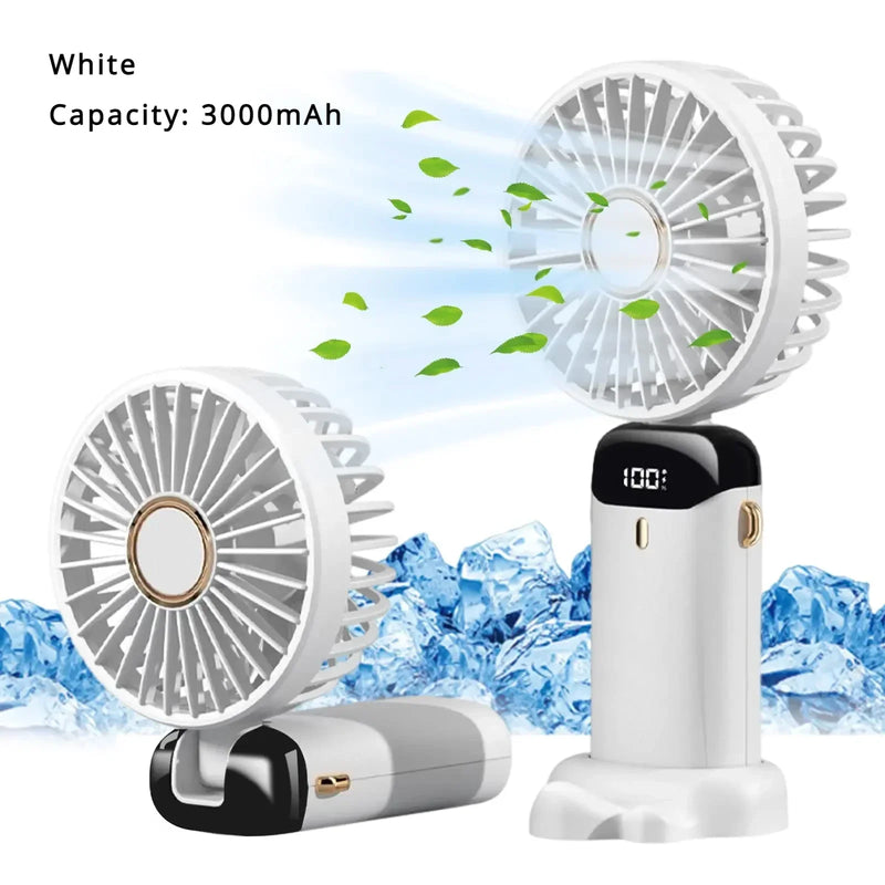 5000mAh Portable Fan Rechargeable 90° Foldable 5 Speed Mini Air Conditioner Small Fan Air Cooler with LED Digital Display