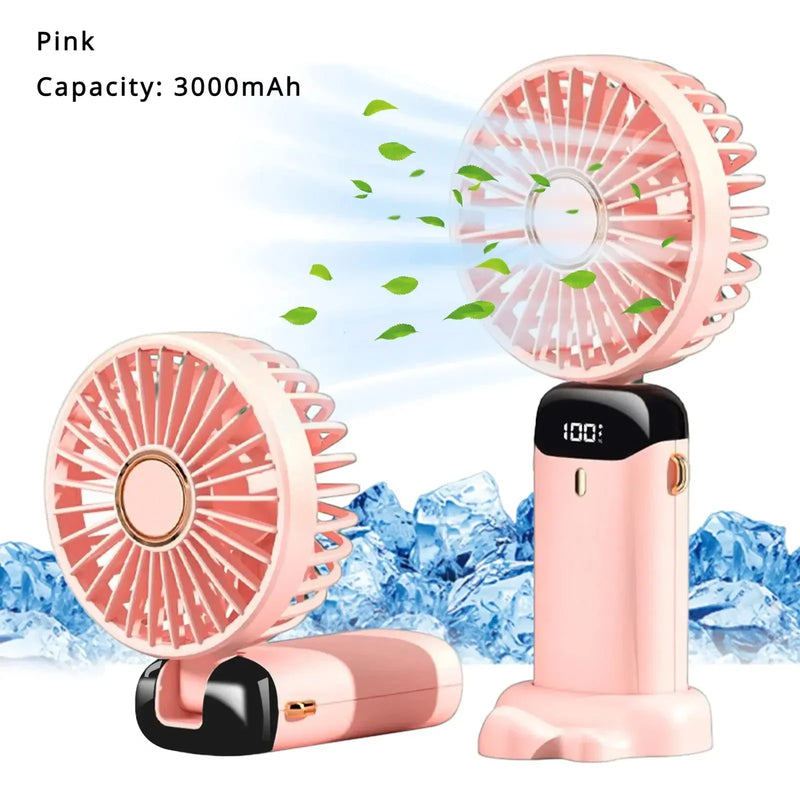 5000mAh Portable Fan Rechargeable 90° Foldable 5 Speed Mini Air Conditioner Small Fan Air Cooler with LED Digital Display