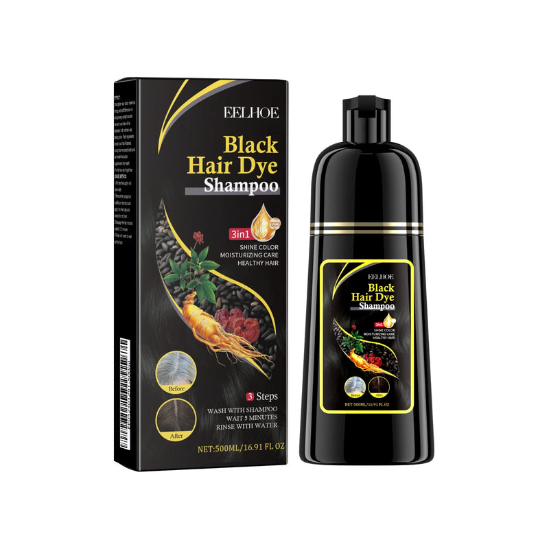 Shampoo de tintura de cor de cabelo cinza branco capa natural reparação de tintura rápida limpeza seca e danificada raízes nutritivas restaurar shampoo de cabelo preto