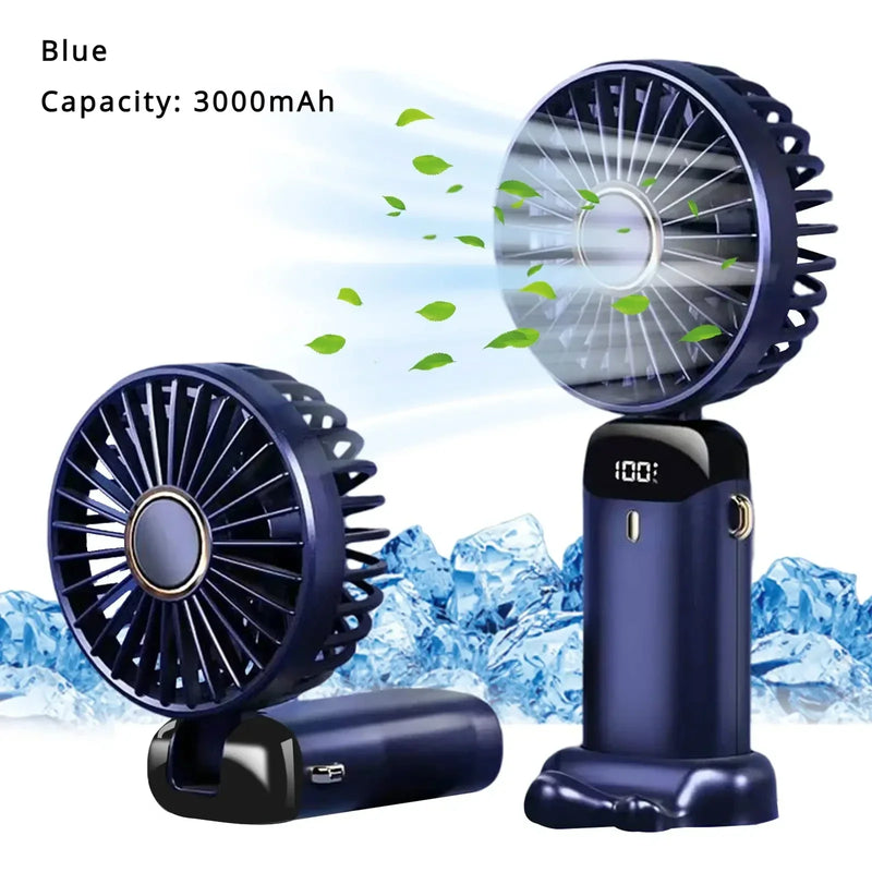 5000mAh Portable Fan Rechargeable 90° Foldable 5 Speed Mini Air Conditioner Small Fan Air Cooler with LED Digital Display