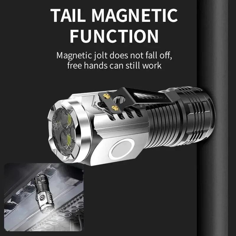 Three-Eyed Monster Mini Flash Super Power Flashlight Rechargeable Portable Outdoor Lighting Long-Range Powerful Flash Lights