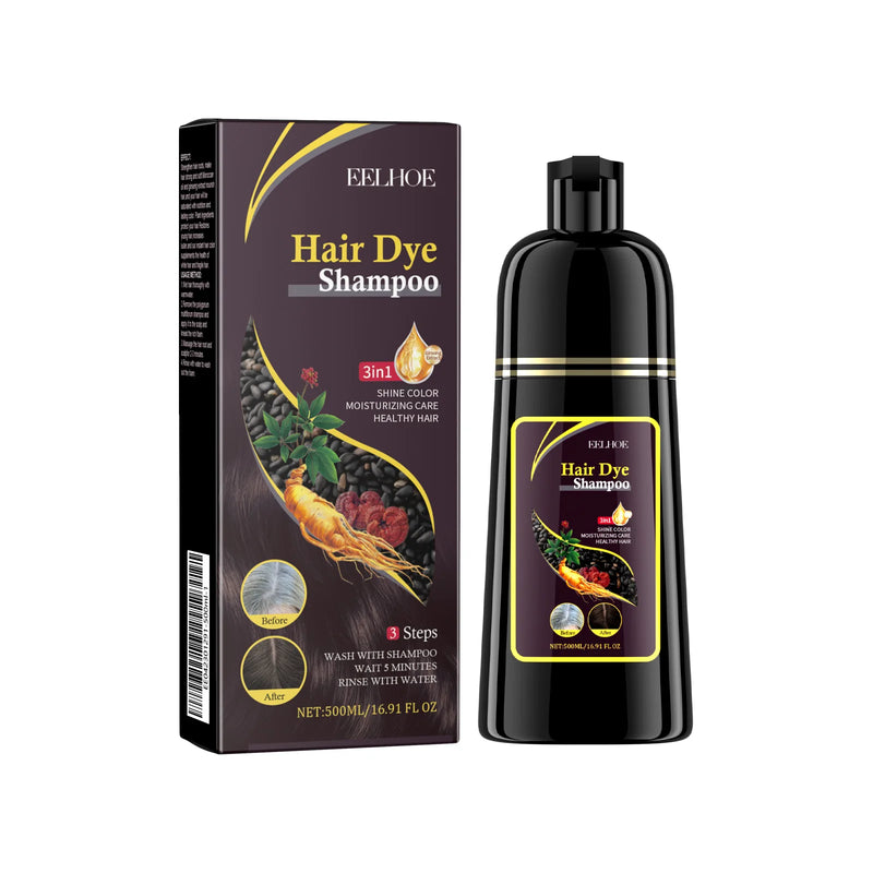 Shampoo de tintura de cor de cabelo cinza branco capa natural reparação de tintura rápida limpeza seca e danificada raízes nutritivas restaurar shampoo de cabelo preto