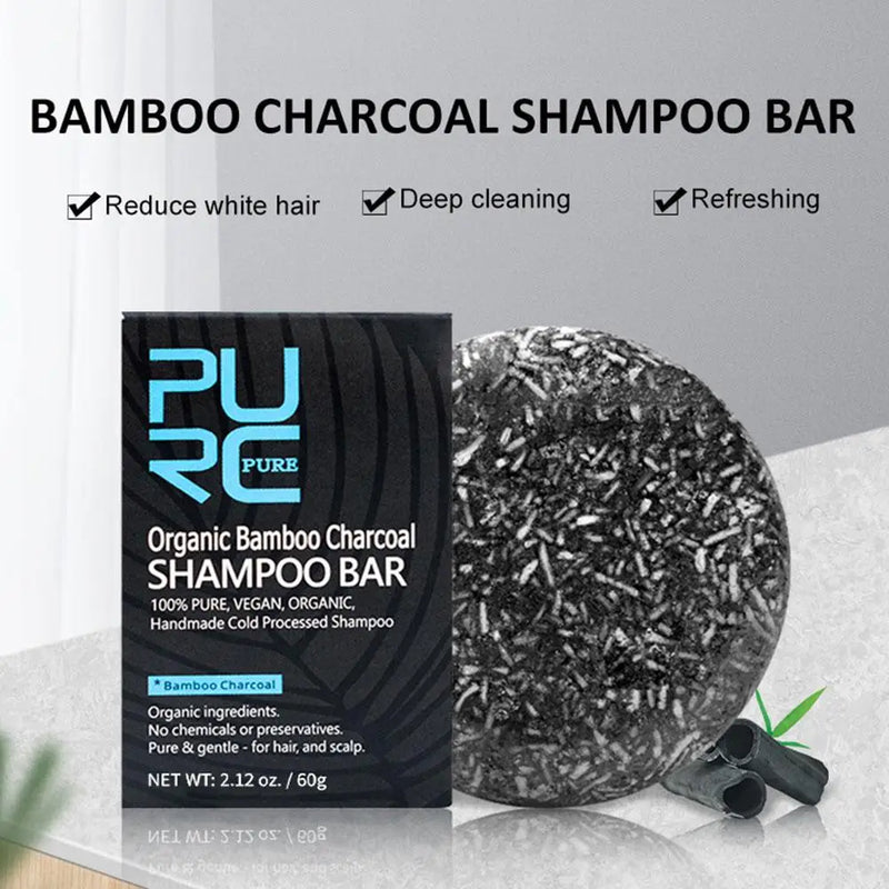 Hair Darkening Shampoo Soap Bar Repair Gray White Hair Color Dye Face Hair Body Natural Bamboo Charcoal Organic Hair Conditioner