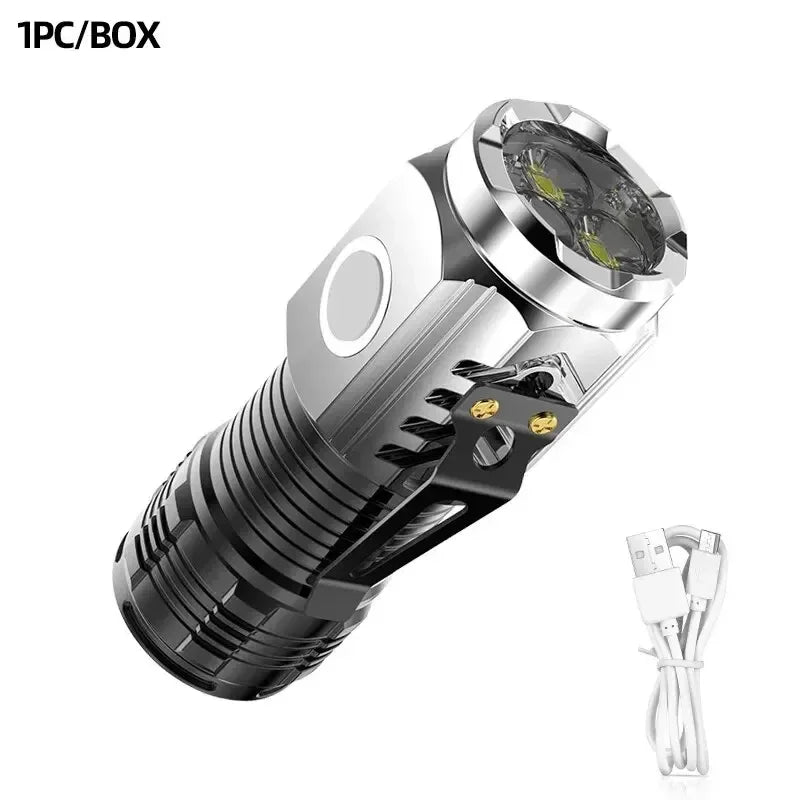 Three-Eyed Monster Mini Flash Super Power Flashlight Rechargeable Portable Outdoor Lighting Long-Range Powerful Flash Lights